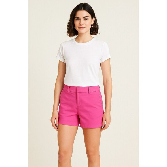 LOFT Womens size 8 Barbie Pink Chino Shorts 100% Cotton The Riviera Short - Picture 1 of 8